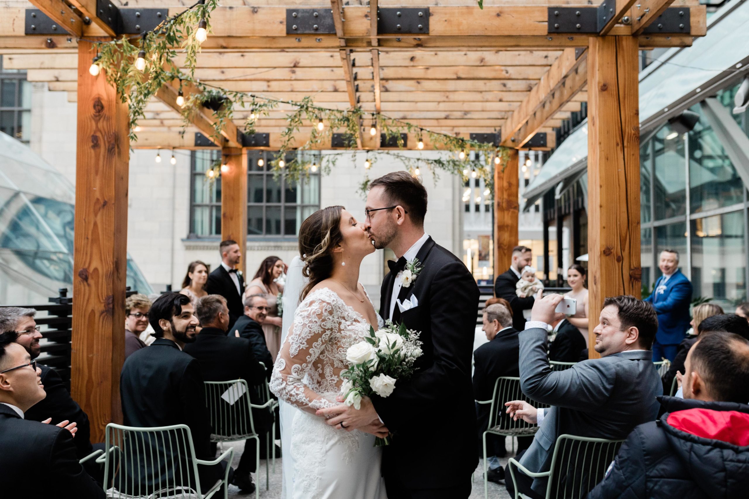 Restaurant Wedding Venue Toronto Couple Kissing