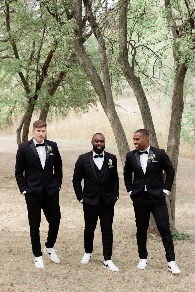 Groomsmen at Centennial Park after marriage ceremony