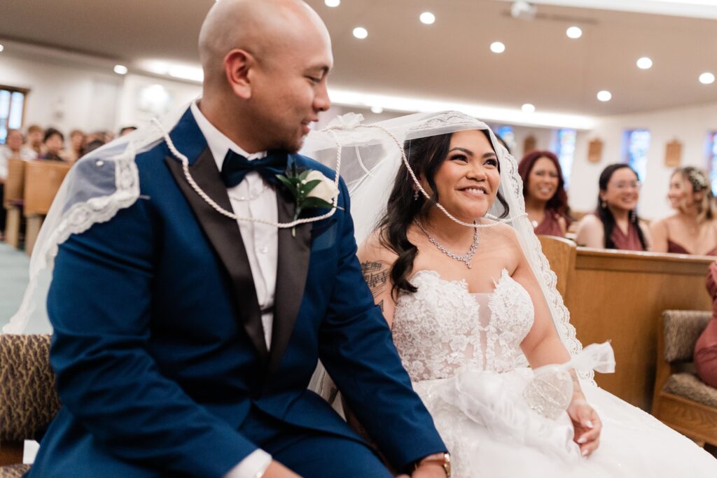 veil and cord on a filipino couple in toronto